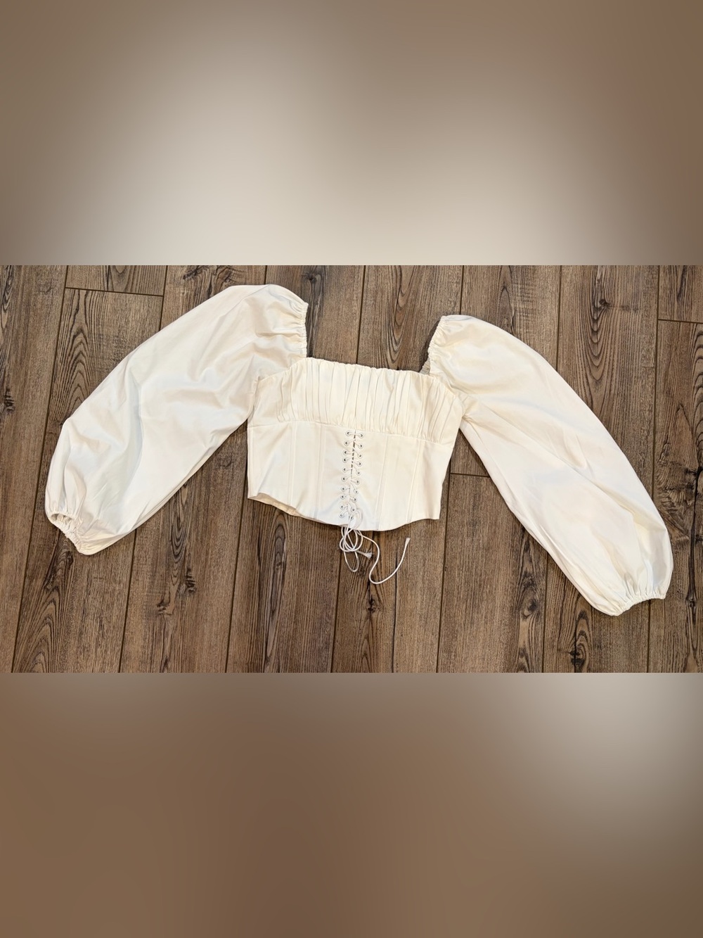 Princess Polly White Lace Up Corset Top Puff Sleeve Crop Blouse US 6 - Picture 3 of 13